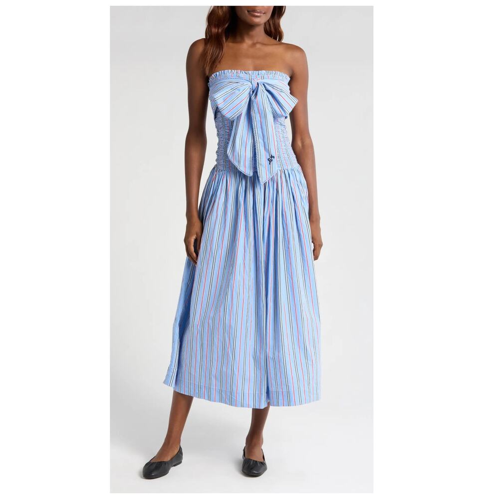 NEW Damson Madder Mia Tie Neck Strapless Midi Dress Size US/2